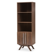 Baxton Studio Ashfield Mid-Century Modern Walnut Brown Finished Wood Bookcase